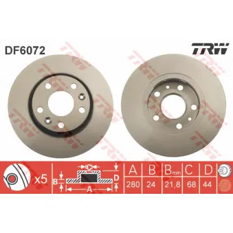 Jeu de 2 disques de frein avant TRW DF6072