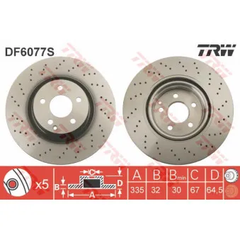 Jeu de 2 disques de frein avant TRW DF6077S