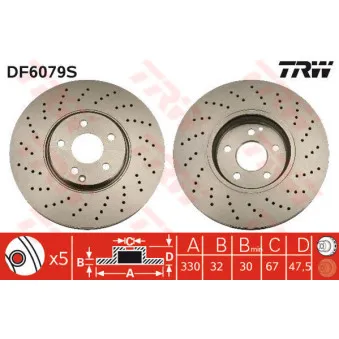 Jeu de 2 disques de frein avant TRW