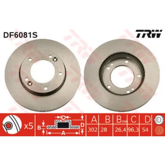 Jeu de 2 disques de frein avant TRW DF6081S