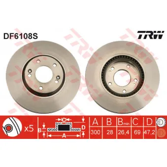 Jeu de 2 disques de frein avant TRW DF6108S