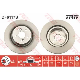 Jeu de 2 disques de frein avant TRW