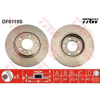 Jeu de 2 disques de frein avant TRW