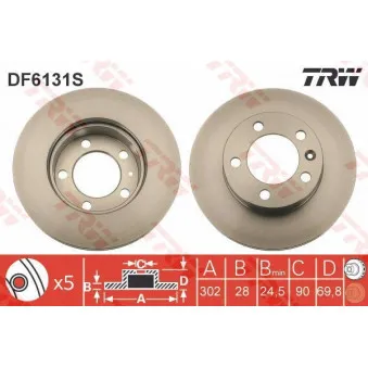 Jeu de 2 disques de frein avant TRW DF6131S