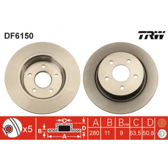 Jeu de 2 disques de frein arrière TRW DF6150