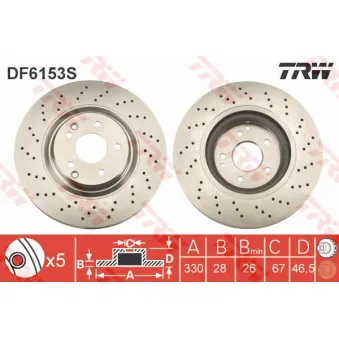 Jeu de 2 disques de frein avant TRW DF6153S