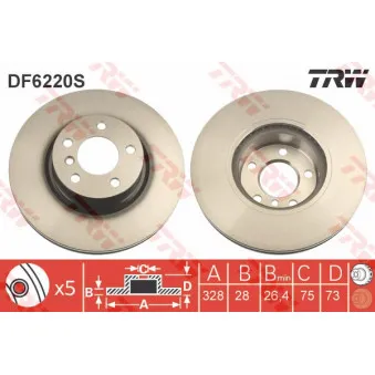 Jeu de 2 disques de frein avant TRW DF6220S
