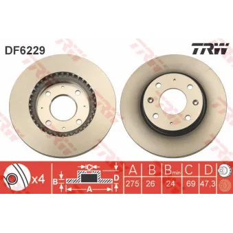 Jeu de 2 disques de frein avant TRW