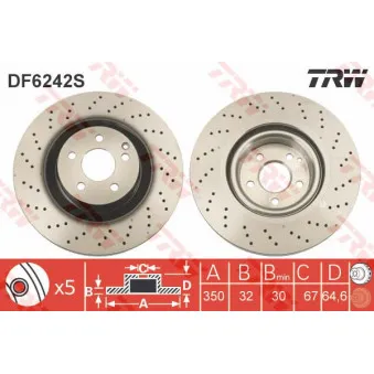 Jeu de 2 disques de frein avant TRW DF6242S