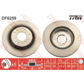 Jeu de 2 disques de frein avant TRW DF6259