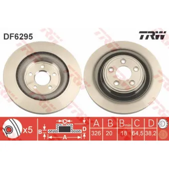 Jeu de 2 disques de frein arrière TRW DF6295