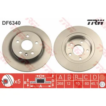 Jeu de 2 disques de frein arrière TRW DF6340