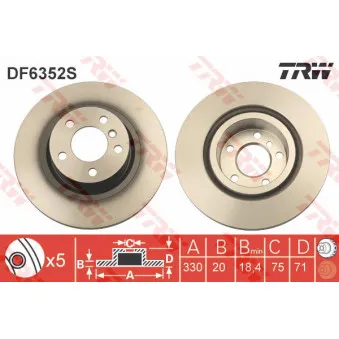 Jeu de 2 disques de frein arrière TRW DF6352S