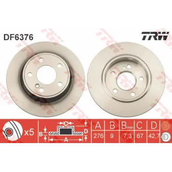 Jeu de 2 disques de frein arrière TRW DF6376