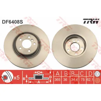 Jeu de 2 disques de frein avant TRW