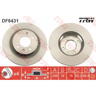 Jeu de 2 disques de frein avant TRW DF6431