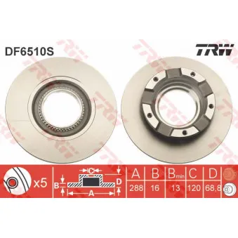 Jeu de 2 disques de frein arrière TRW DF6510S