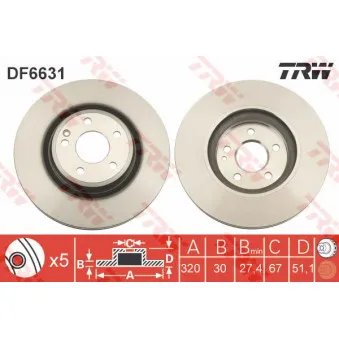 Jeu de 2 disques de frein avant TRW