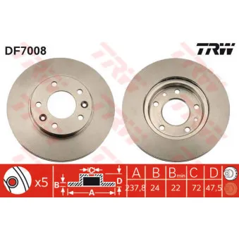 Jeu de 2 disques de frein avant TRW DF7008