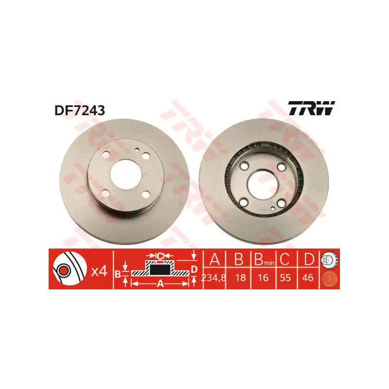 Jeu de 2 disques de frein avant TRW DF7243