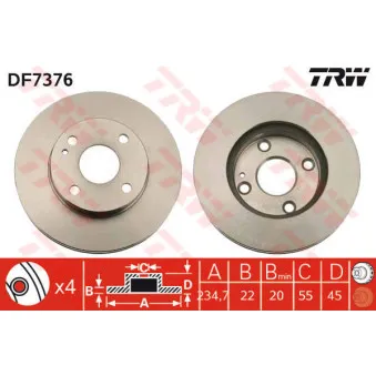 Jeu de 2 disques de frein avant TRW DF7376