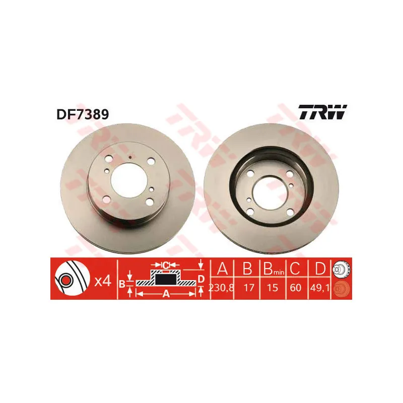 Jeu de 2 disques de frein avant TRW DF7389
