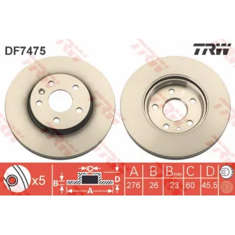 Jeu de 2 disques de frein avant TRW DF7475
