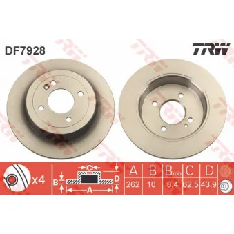 Jeu de 2 disques de frein arrière TRW DF7928