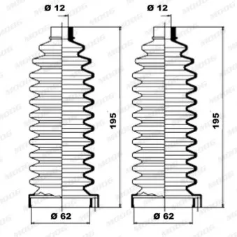 Jeu de joints-soufflets, direction MOOG K150023