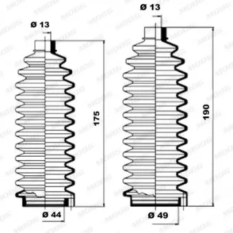 Jeu de joints-soufflets, direction MOOG K150038