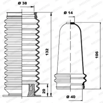 Jeu de joints-soufflets, direction MOOG K150075