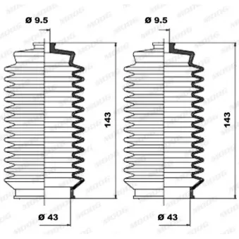 Jeu de joints-soufflets, direction MOOG K150095