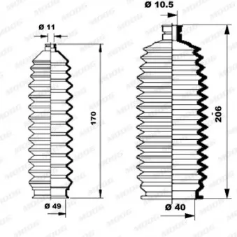 Jeu de joints-soufflets, direction MOOG K150102