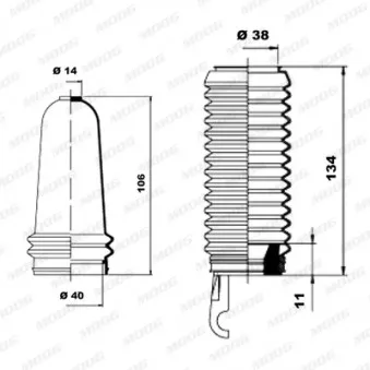 Jeu de joints-soufflets, direction MOOG K150151