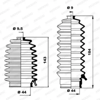Jeu de joints-soufflets, direction MOOG K150155