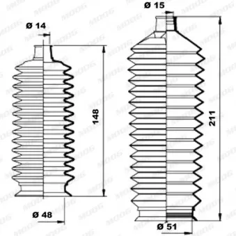Jeu de joints-soufflets, direction MOOG K150190