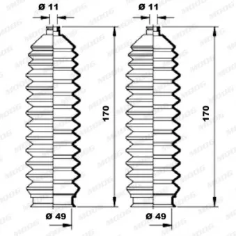 Jeu de joints-soufflets, direction MOOG K150202