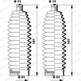 Jeu de joints-soufflets, direction MOOG K150246