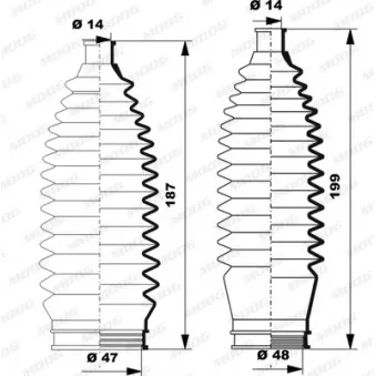 Jeu de joints-soufflets, direction MOOG K150269