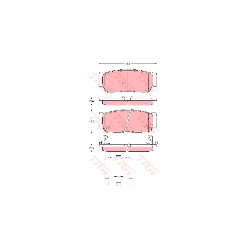 Jeu de 4 plaquettes de frein arrière TRW GDB3417
