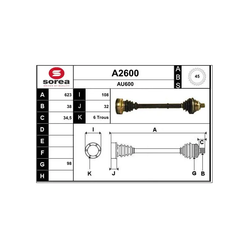 Arbre de transmission SNRA A2600