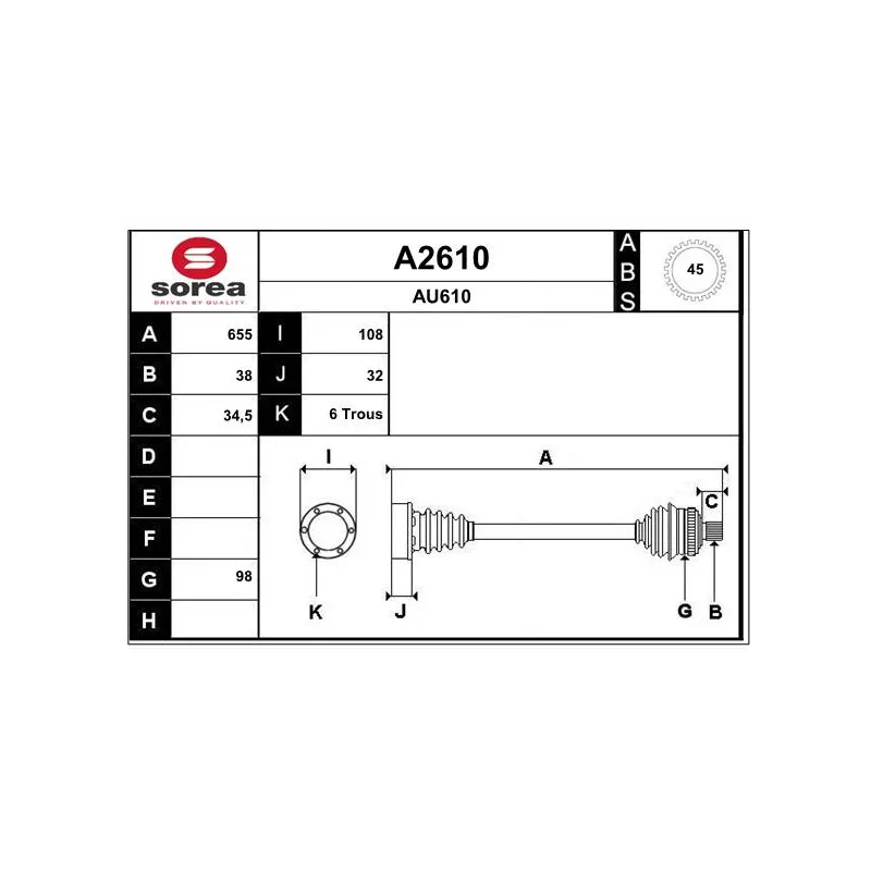 Arbre de transmission SNRA A2610