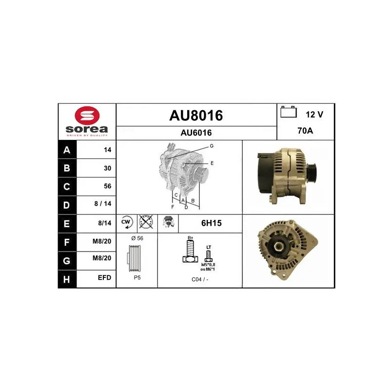 Alternateur SNRA AU8016