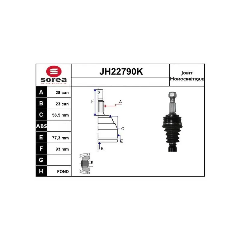Embout de cardan avant (kit de réparation) SNRA JH22790K