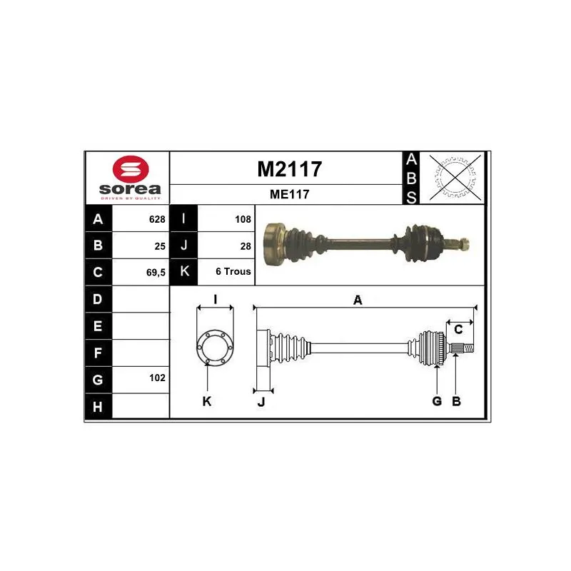 Arbre de transmission SNRA M2117