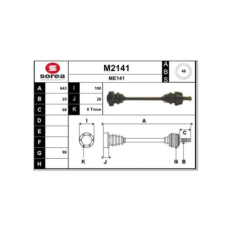 Arbre de transmission SNRA M2141