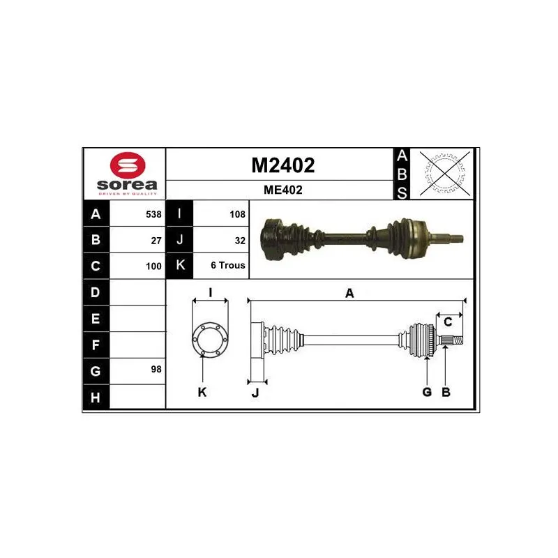 Arbre de transmission SNRA M2402
