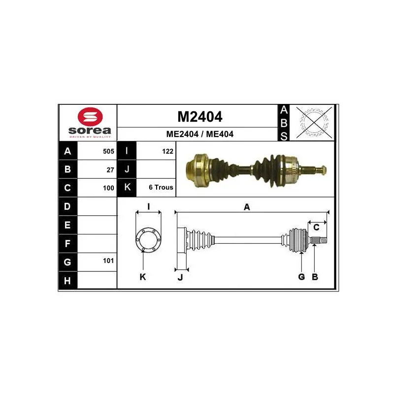 Arbre de transmission SNRA M2404