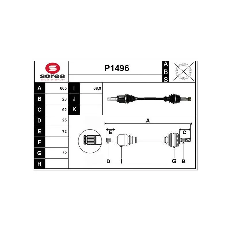 Arbre de transmission SNRA P1496