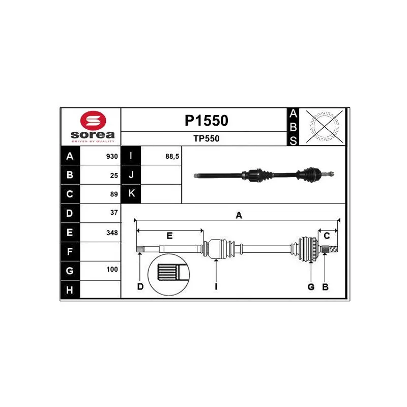 Arbre de transmission SNRA P1550